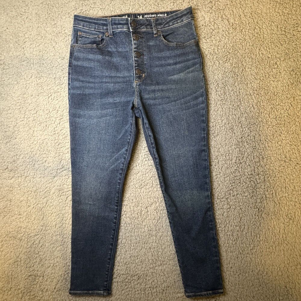 GAP Kids Girls High Rise Ankle Jegging Stretch Denim Blue Adjustable Waist 14Pl